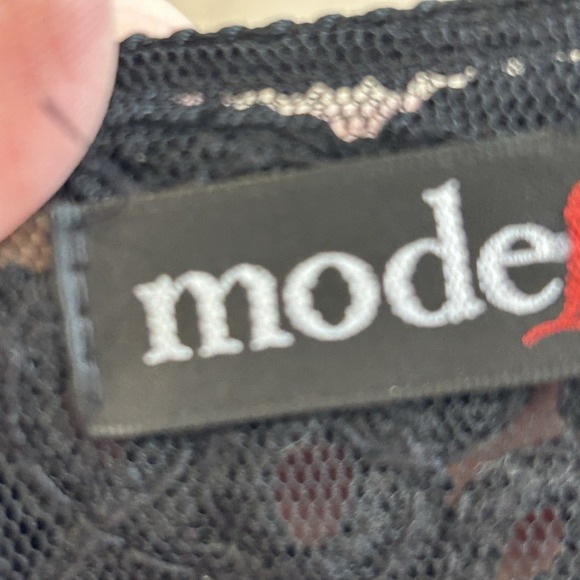 Black Lace Crochet jacket cardigan sheer hooke at top only Modelia XL Beautiful - Picture 3 of 11